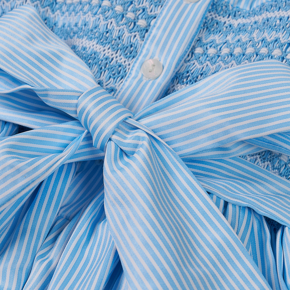 Hand smocked BETTY dress blue stripe