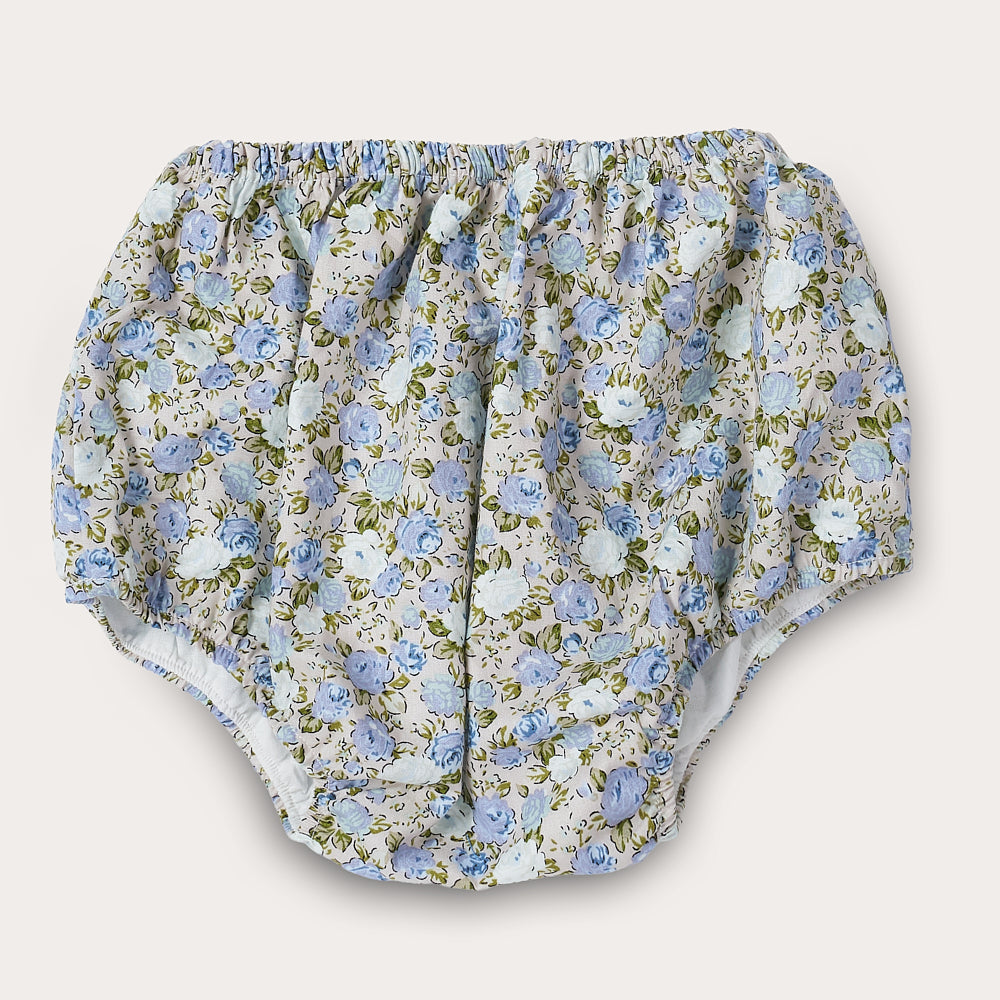 Hand smocked blue Flora dress with head band