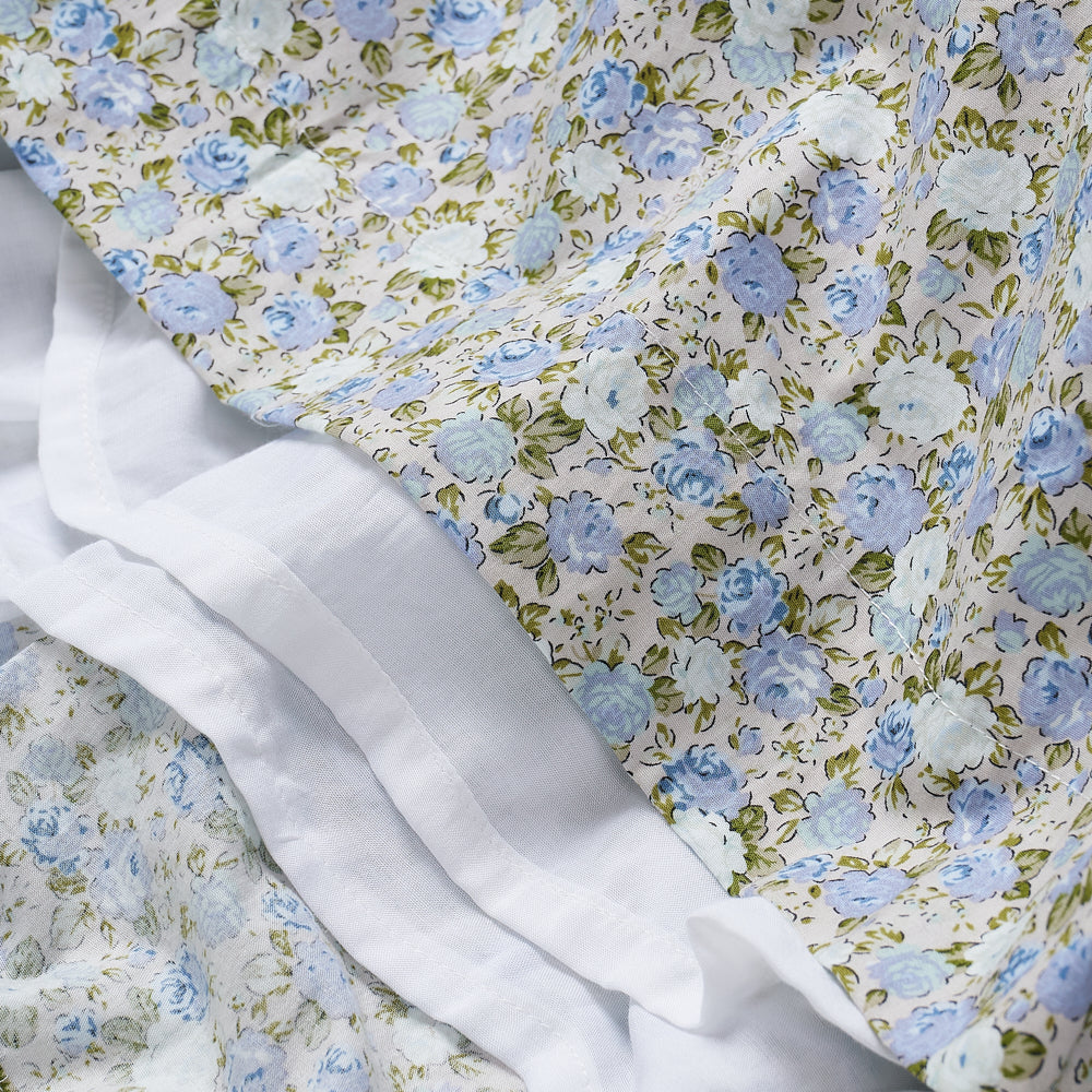 Hand smocked blue Flora dress with head band