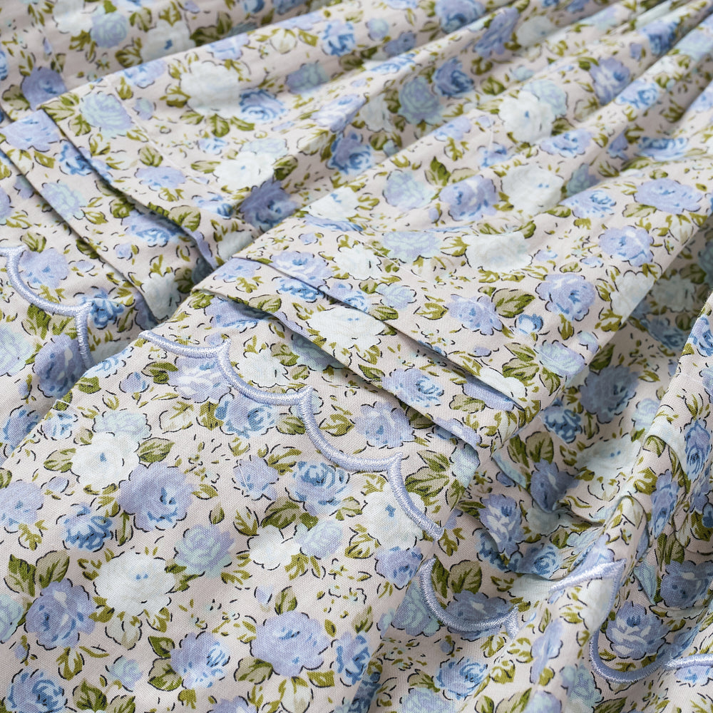 Hand smocked blue Flora dress with head band