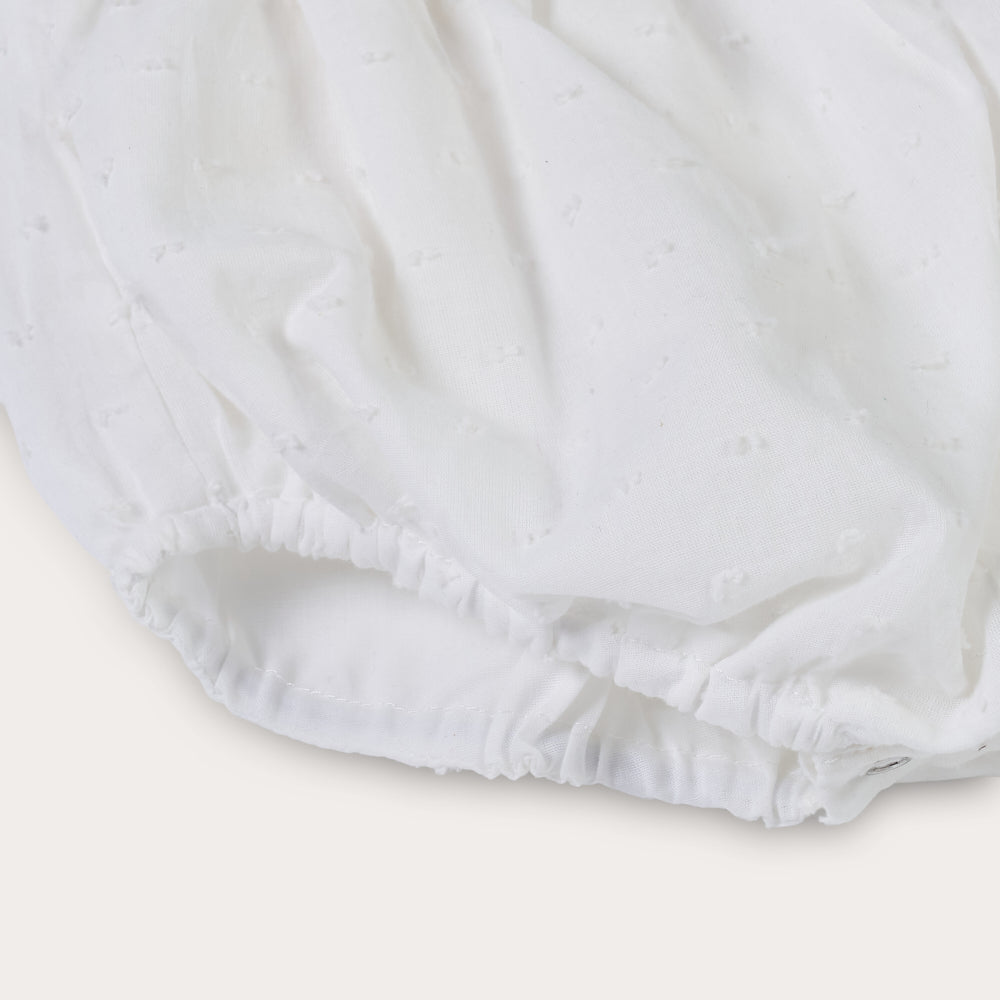 Baby boys white Swiss dot bubble set