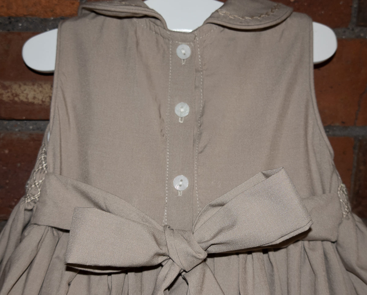 Hand smocked FLORENCE dress soft tan