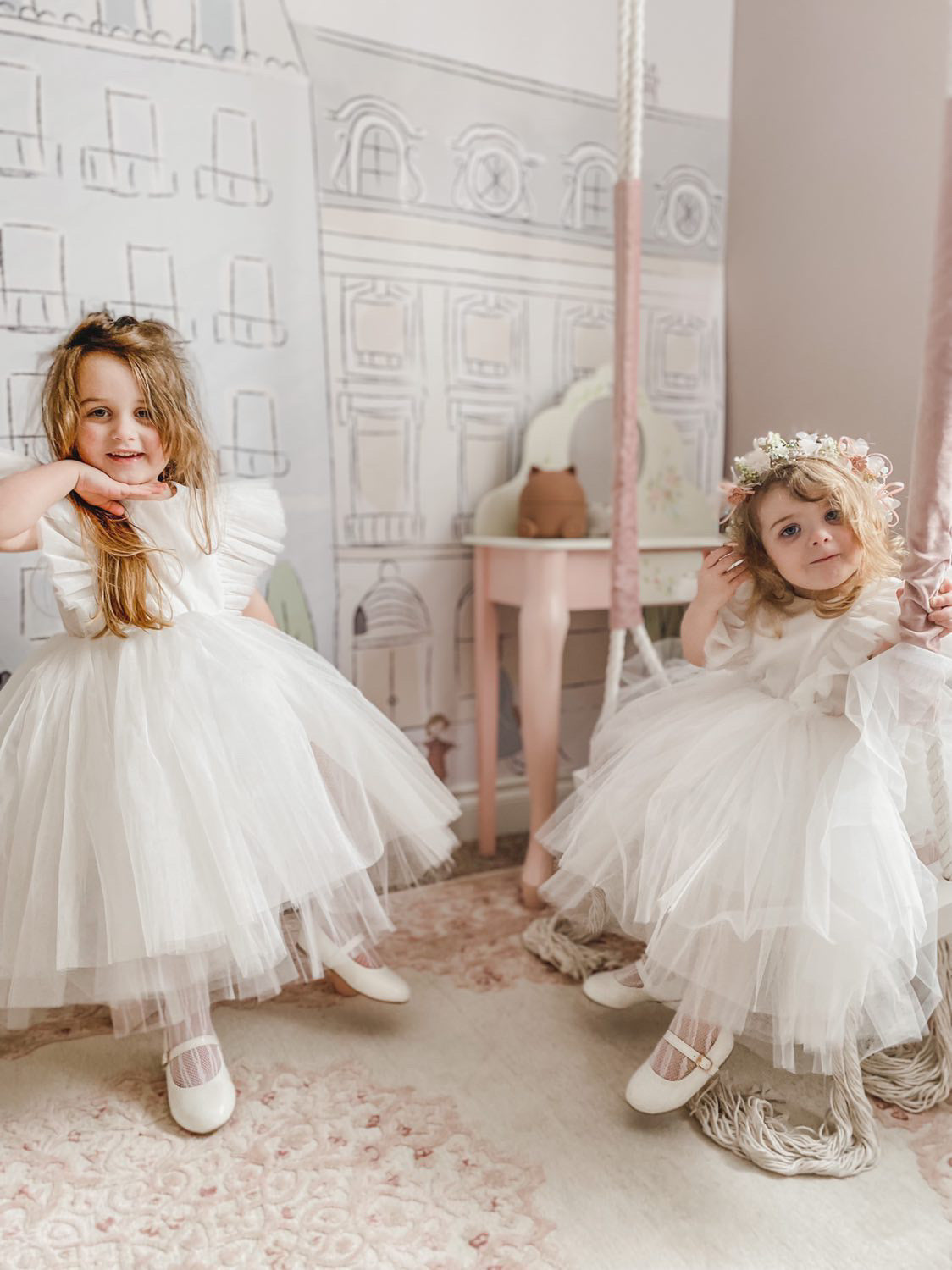 White Layered Tulle Occasion Dress