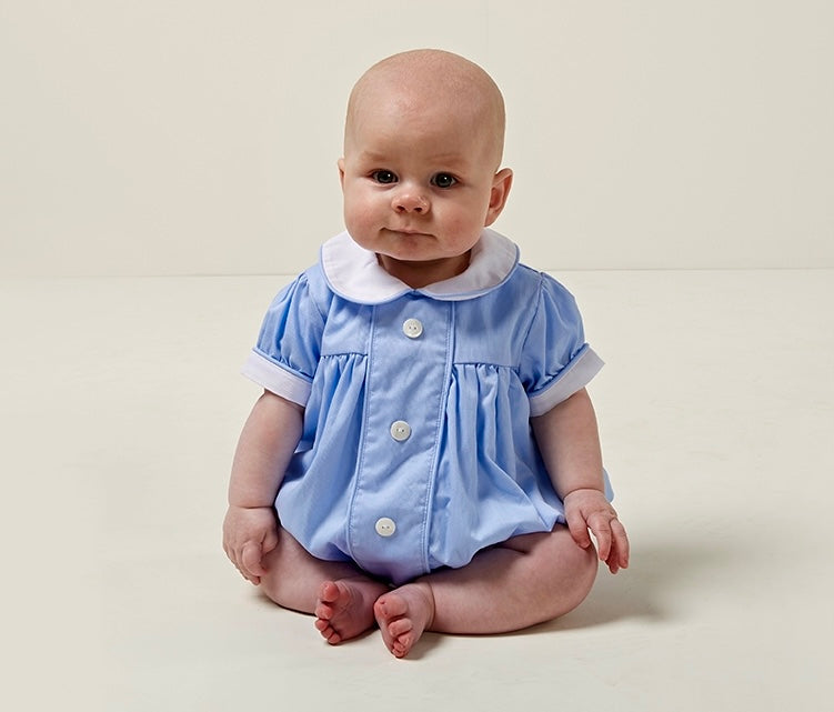 Soft Pleated Romper Blue ONE LEFT