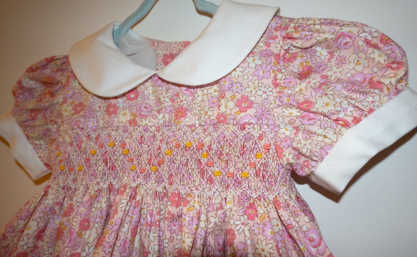 Soft pink Hand Smocked baby dress with bloomer ONE LEFT!