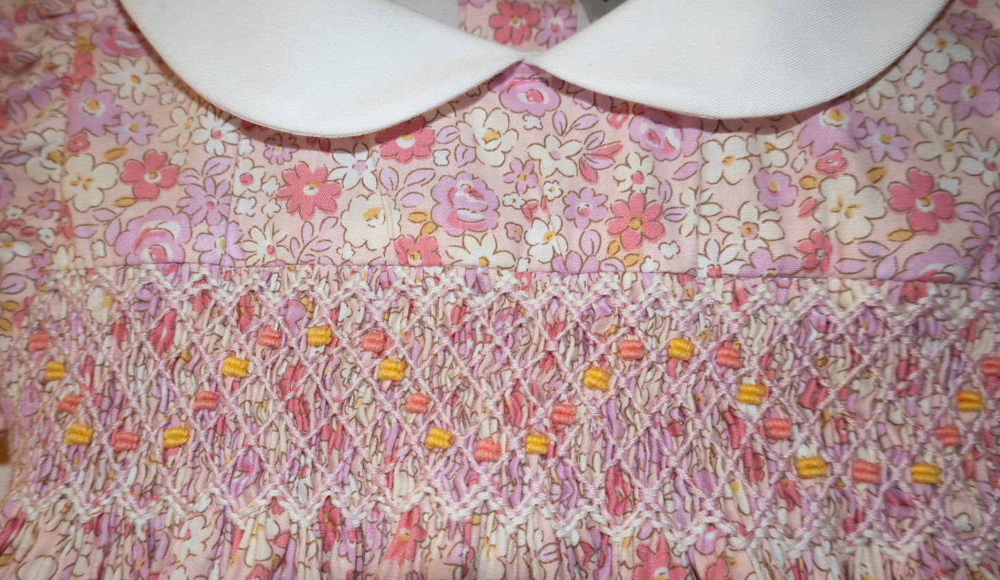 Soft pink Hand Smocked baby dress with bloomer ONE LEFT!