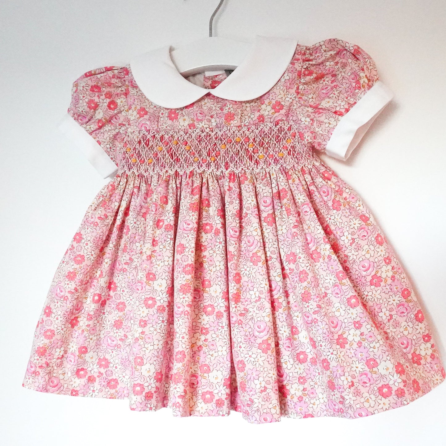 Soft pink Hand Smocked baby dress with bloomer ONE LEFT!