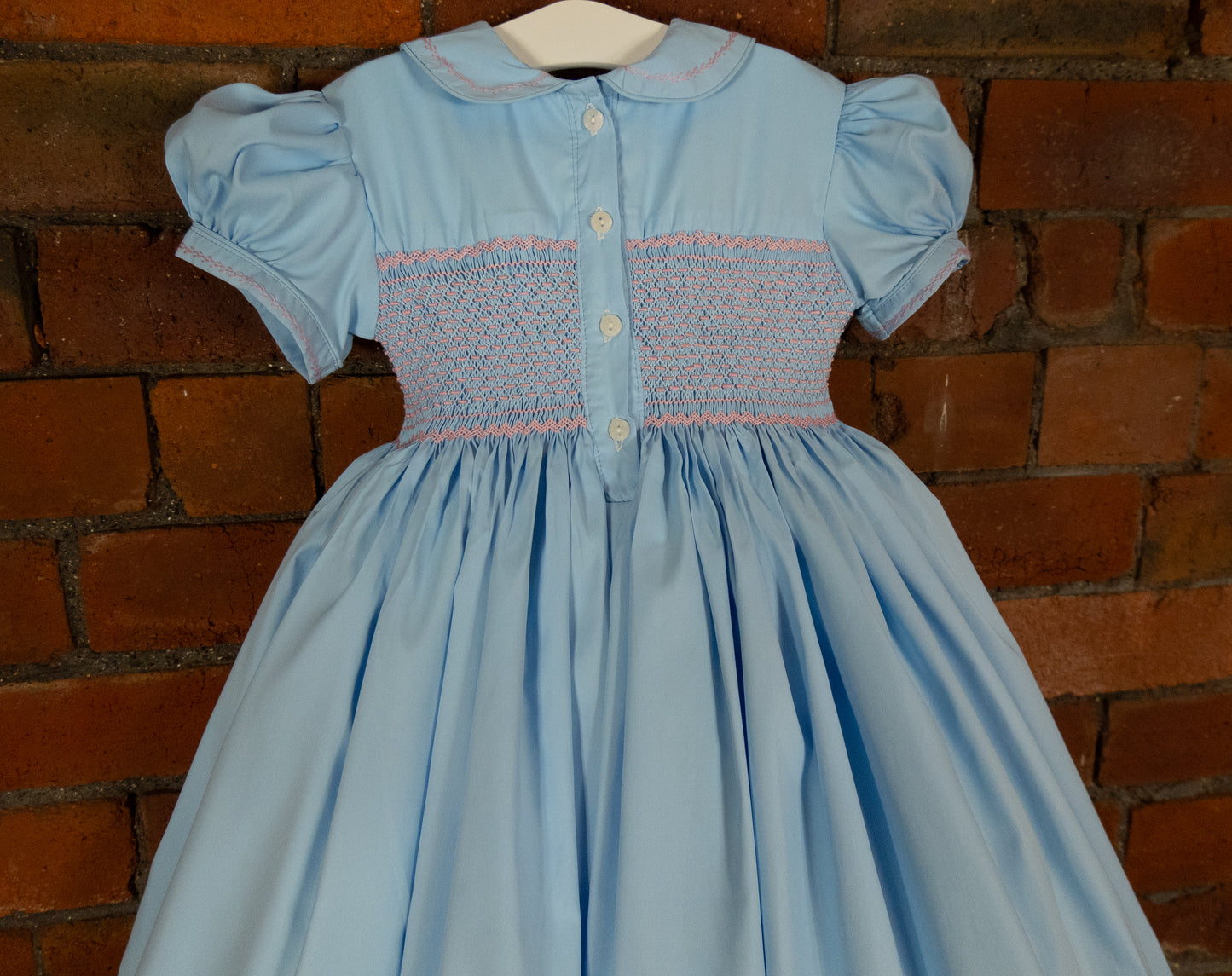 Hand smocked MILLIE dress soft azure blue