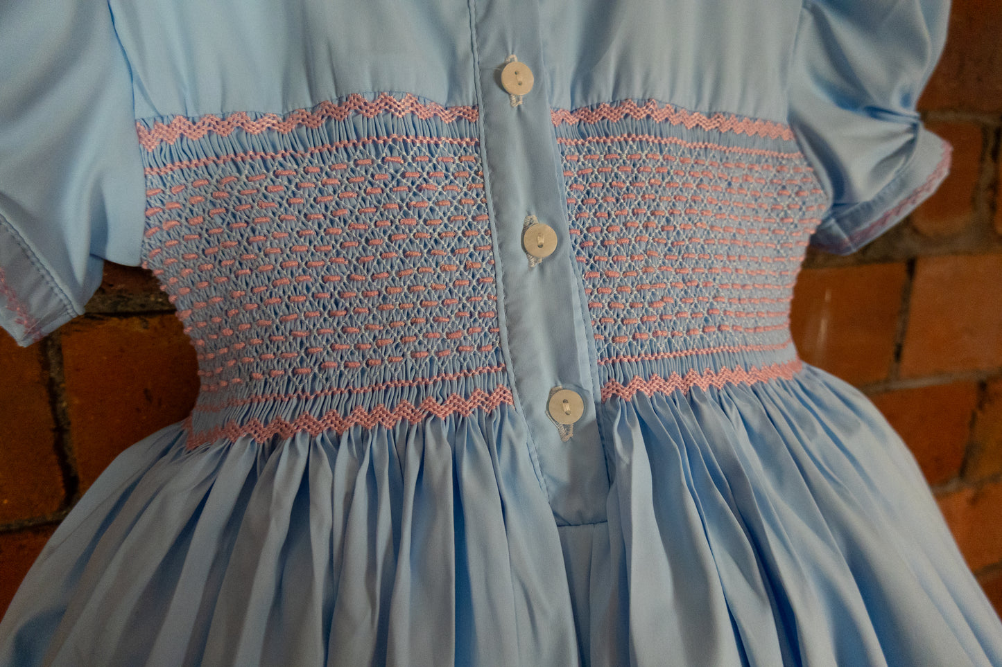 Hand smocked MILLIE dress soft azure blue