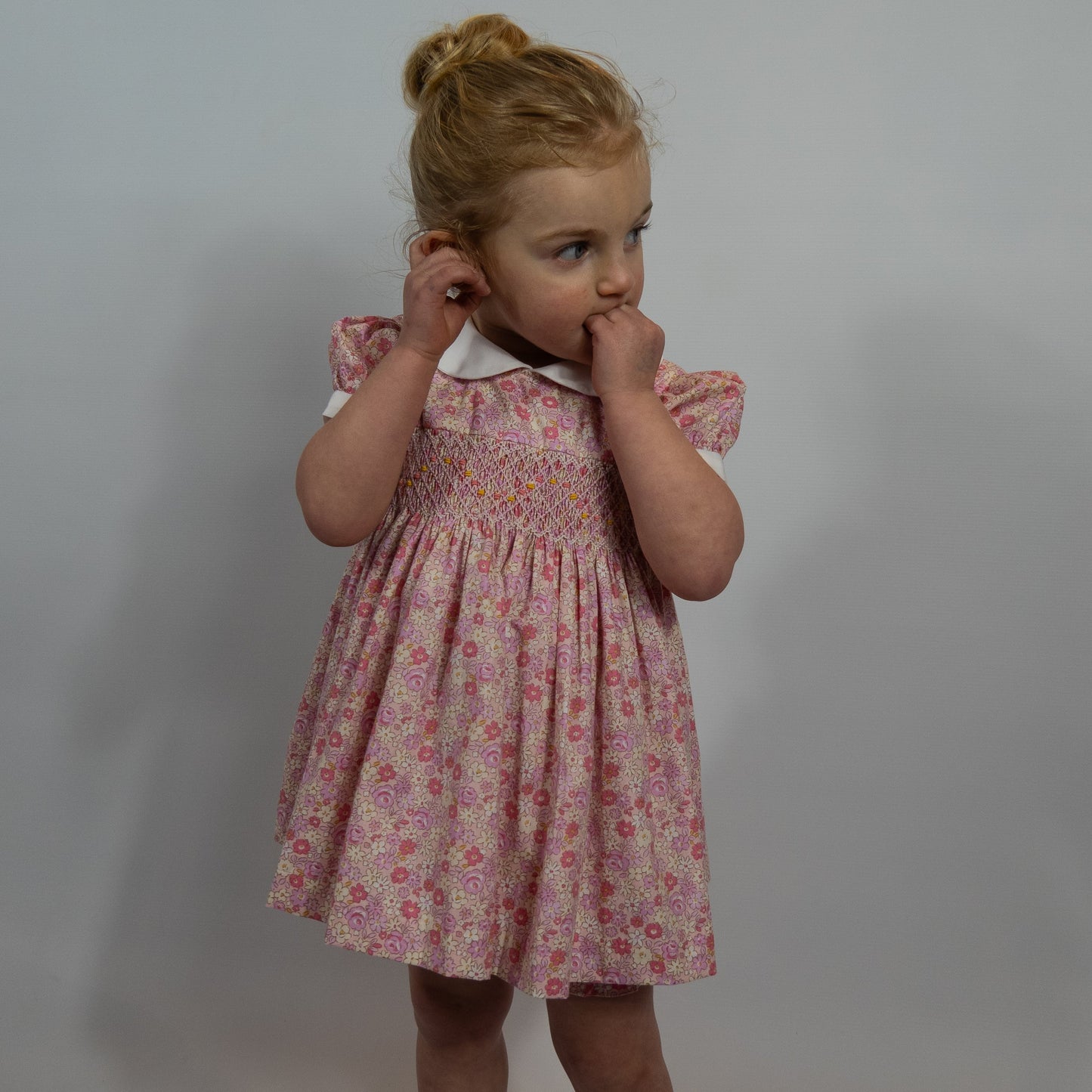 Soft pink Hand Smocked baby dress with bloomer ONE LEFT!