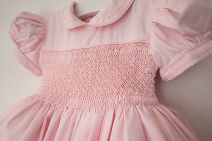 Hand smocked MILLIE dress soft pink