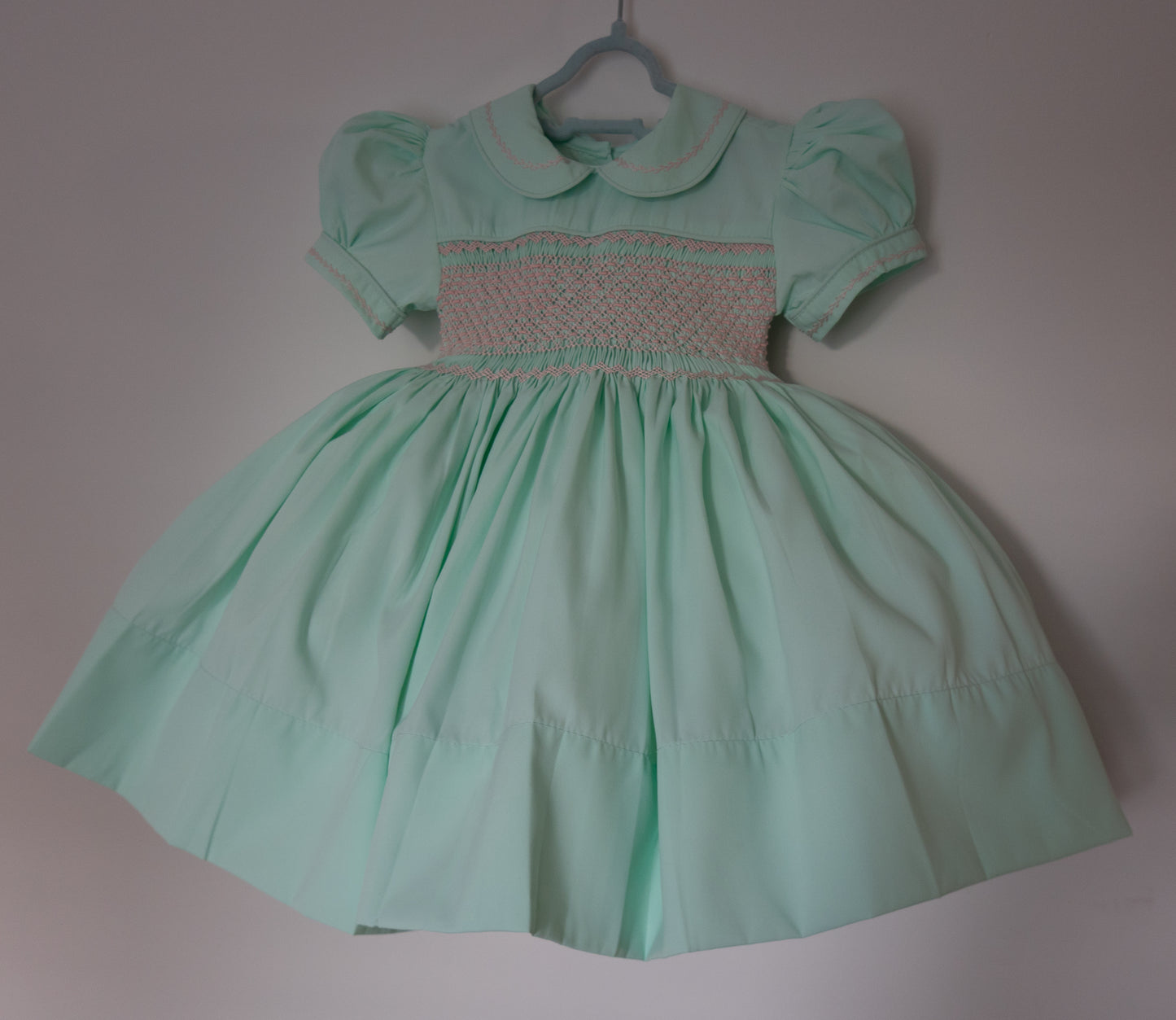 Hand smocked MILLIE dress soft peppermint