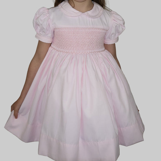 Hand smocked MILLIE dress soft pink
