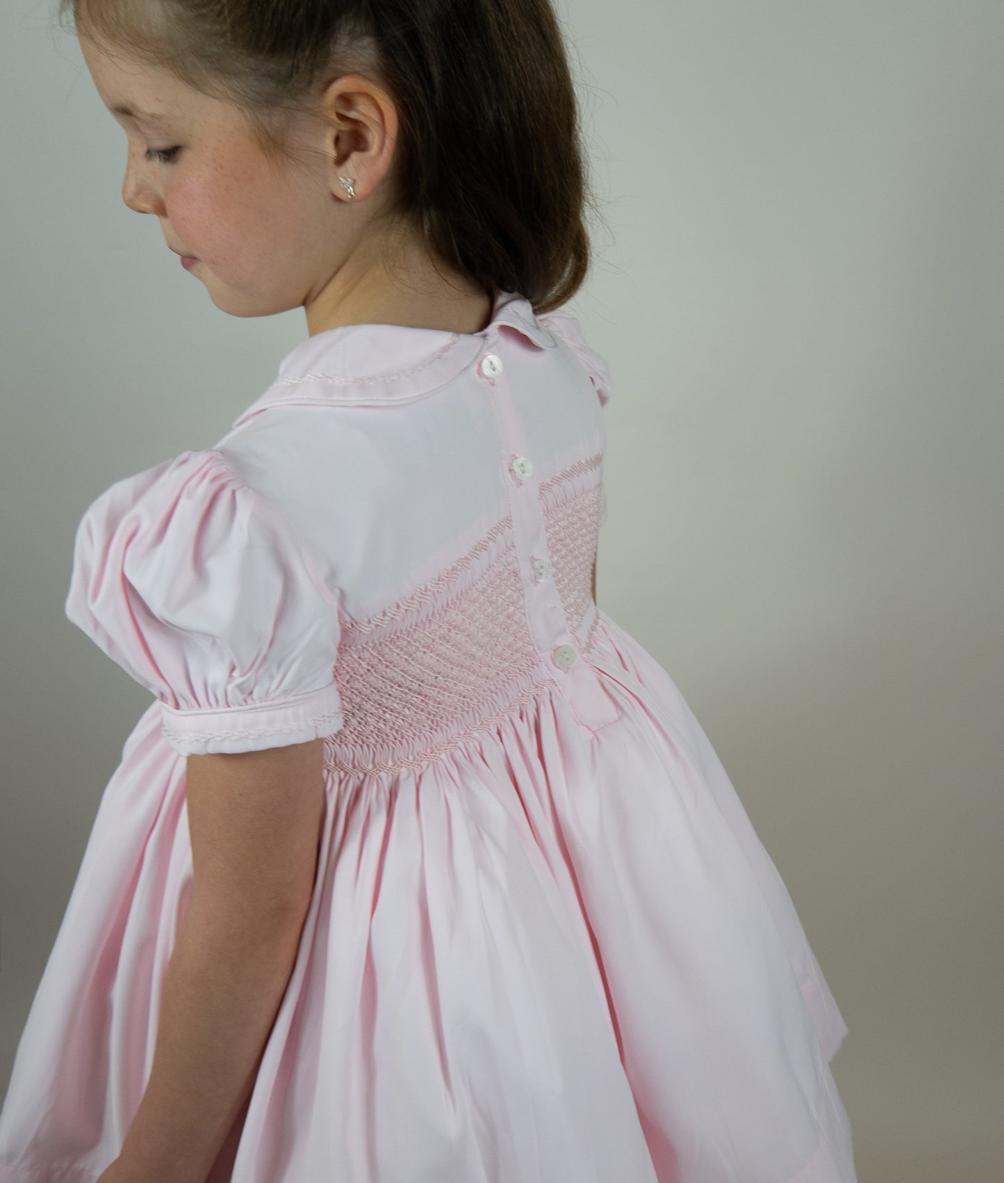 Hand smocked MILLIE dress soft pink