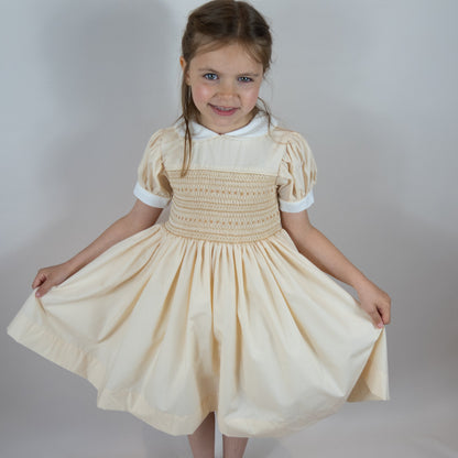 Hand smocked AGNES dress with pant and bow ONE LEFT!