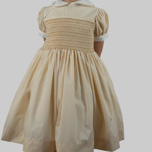 Hand smocked AGNES dress with pant and bow ONE LEFT!