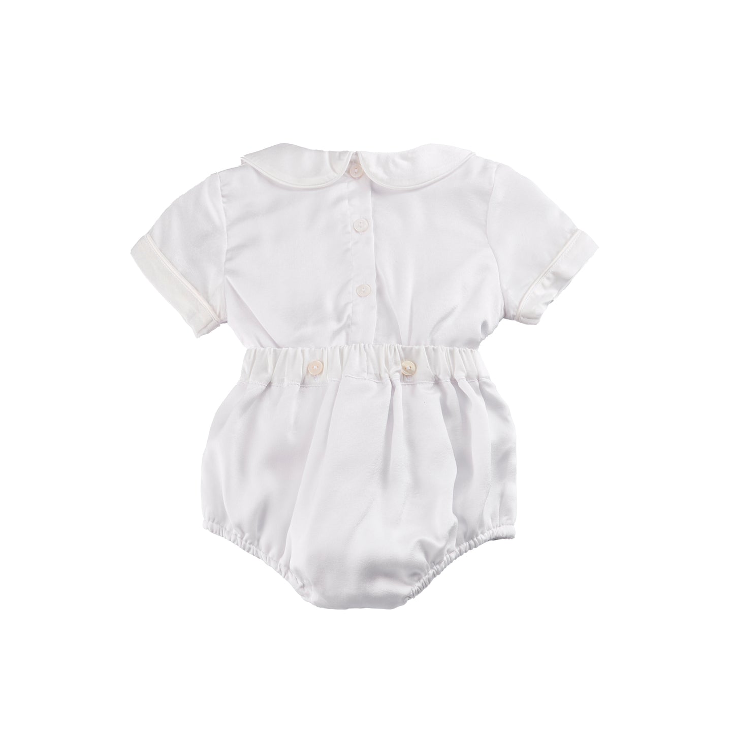 White satin hand smocked set