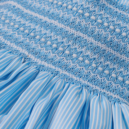 Hand smocked BETTY dress blue stripe