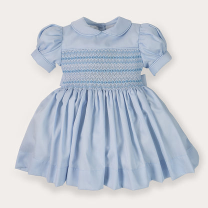 Hand smocked Alice dress power blue