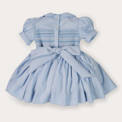 Hand smocked Alice dress power blue