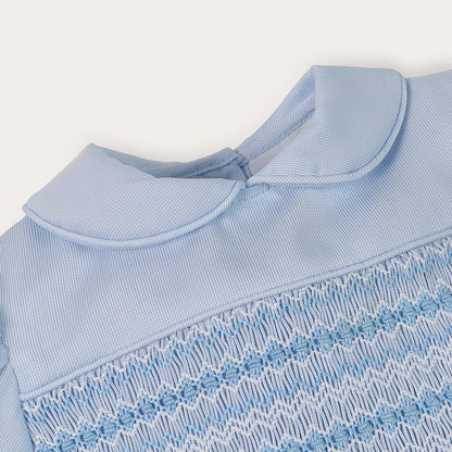 Hand smocked Alice dress power blue