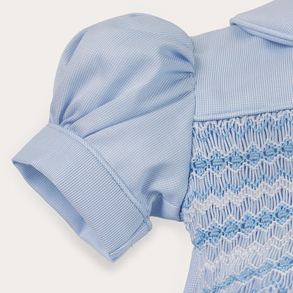 Hand smocked Alice dress power blue