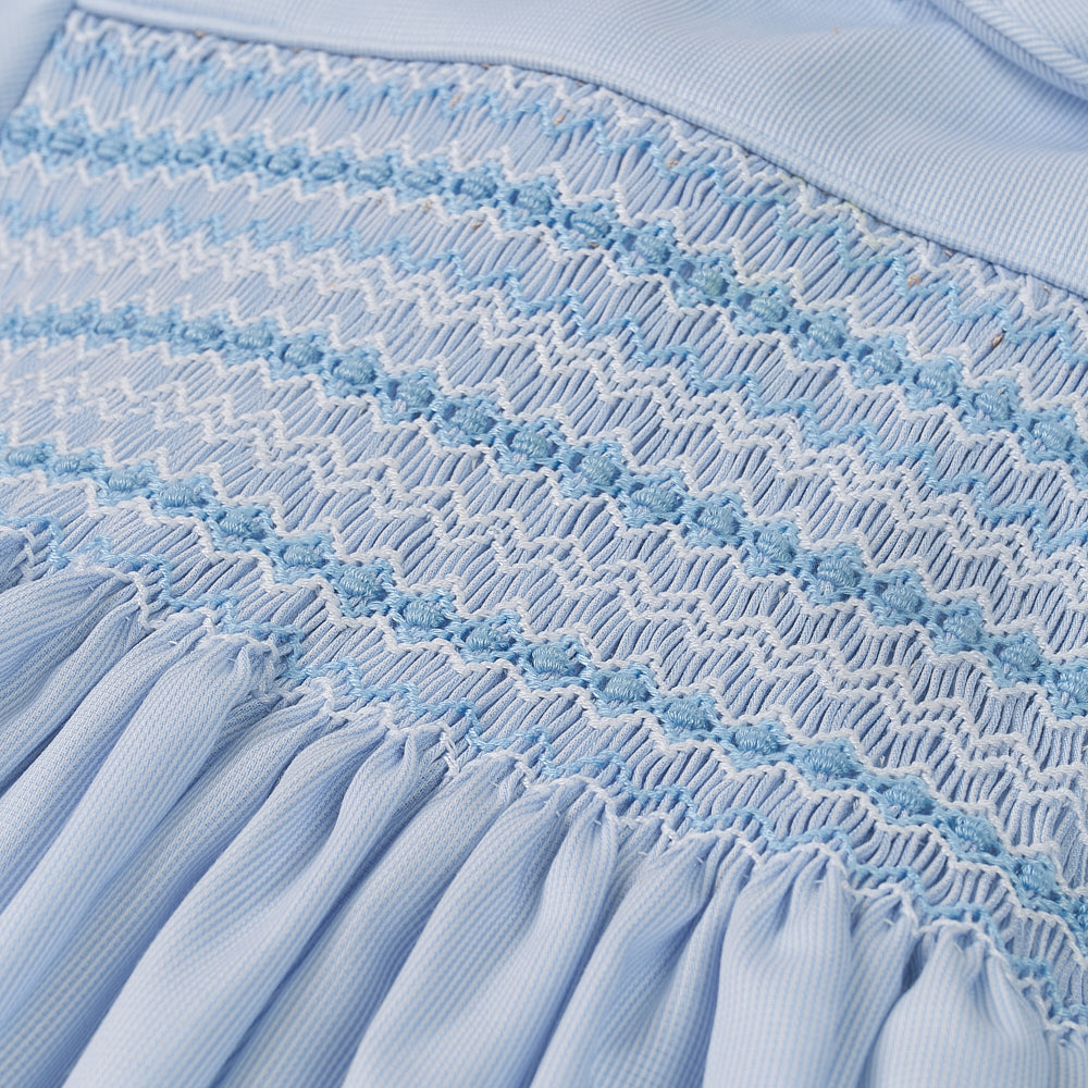 Hand smocked Alice dress power blue