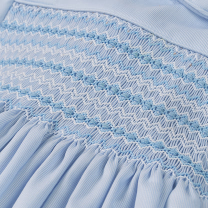 Hand smocked Alice dress power blue