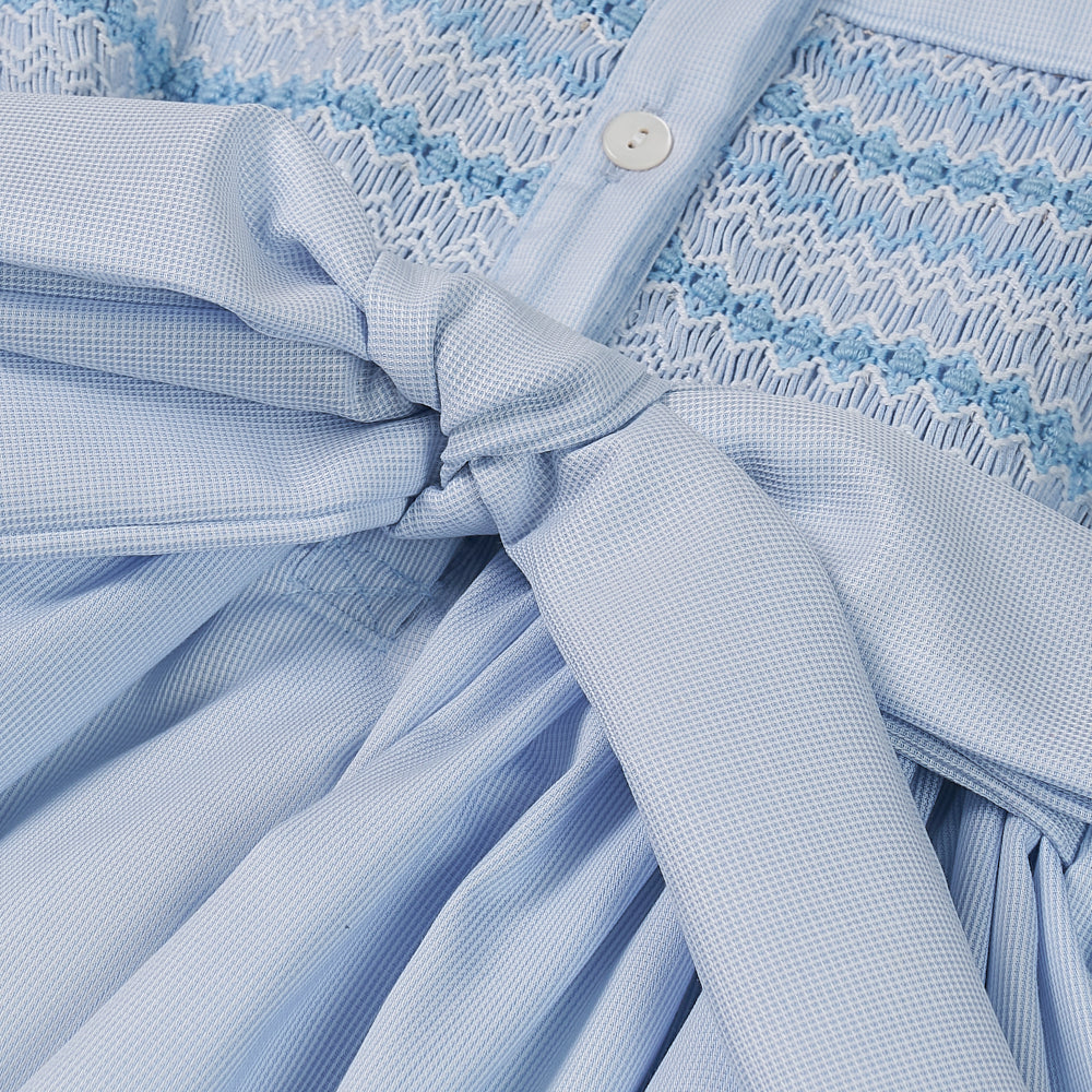 Hand smocked Alice dress power blue