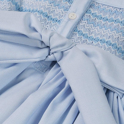 Hand smocked Alice dress power blue