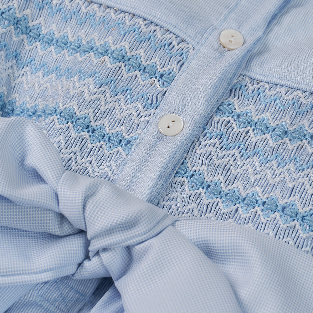 Hand smocked Alice dress power blue