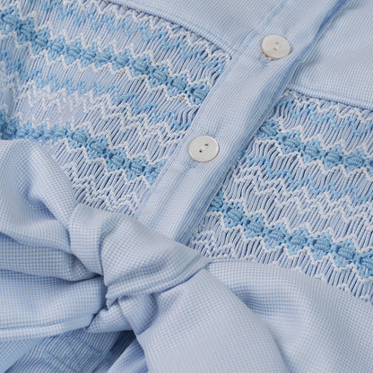 Hand smocked Alice dress power blue