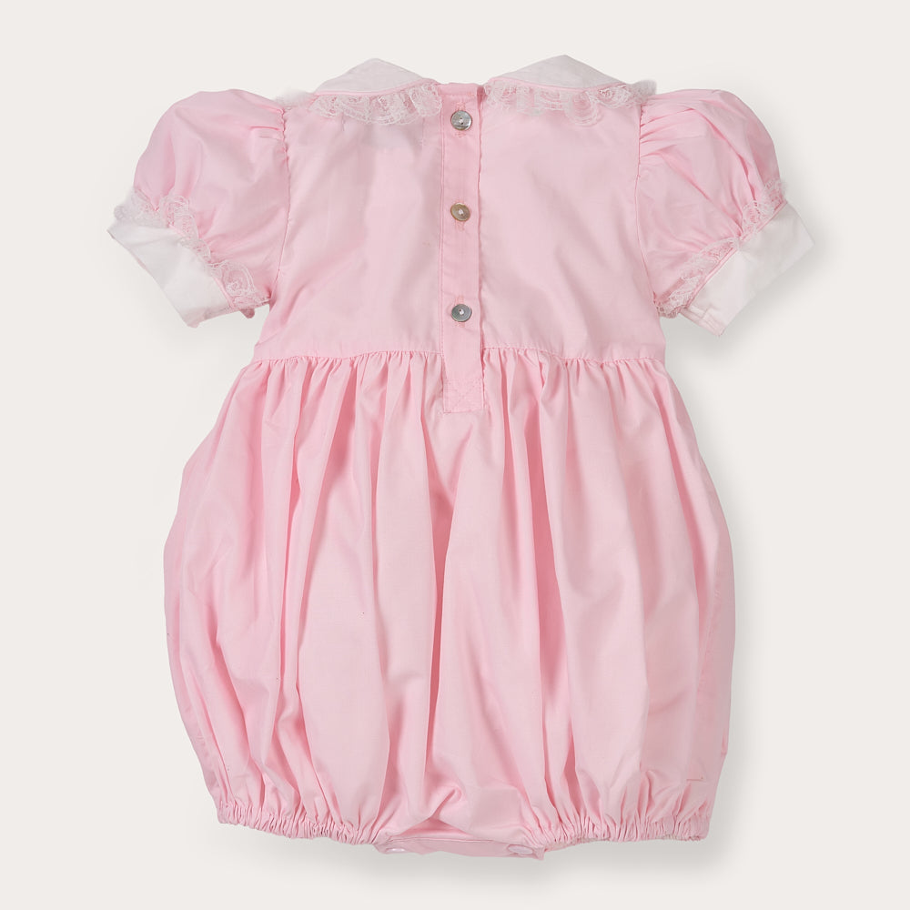 Hand Smocked Ellis romper soft pink