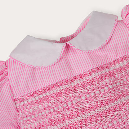 Hand smocked BETTY dress pink stripe