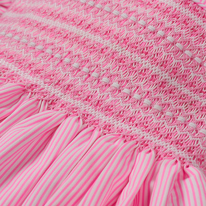 Hand smocked BETTY dress pink stripe
