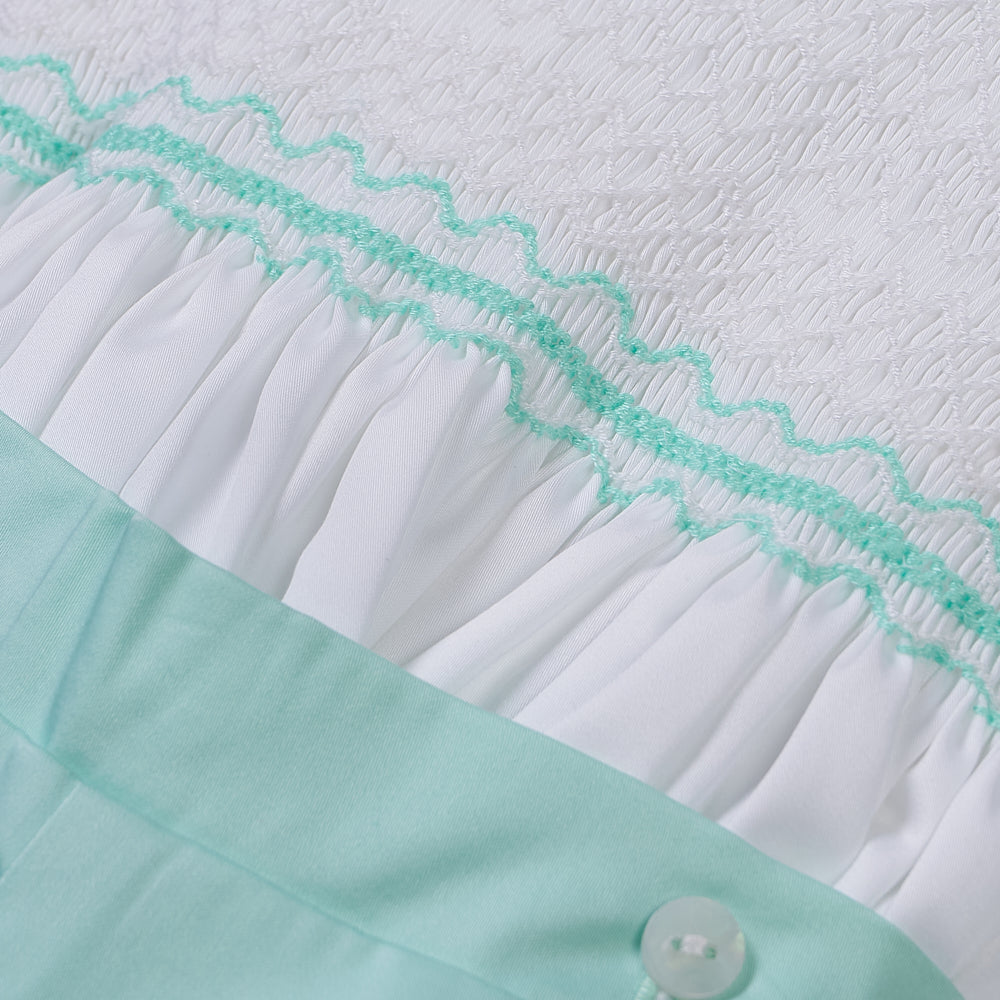 Hand Smocked Mint Boys Set