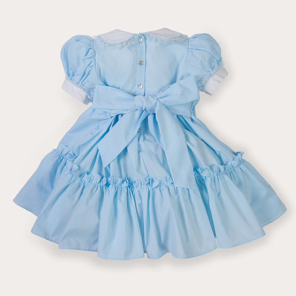 Hand smocked Ellis dress baby blue
