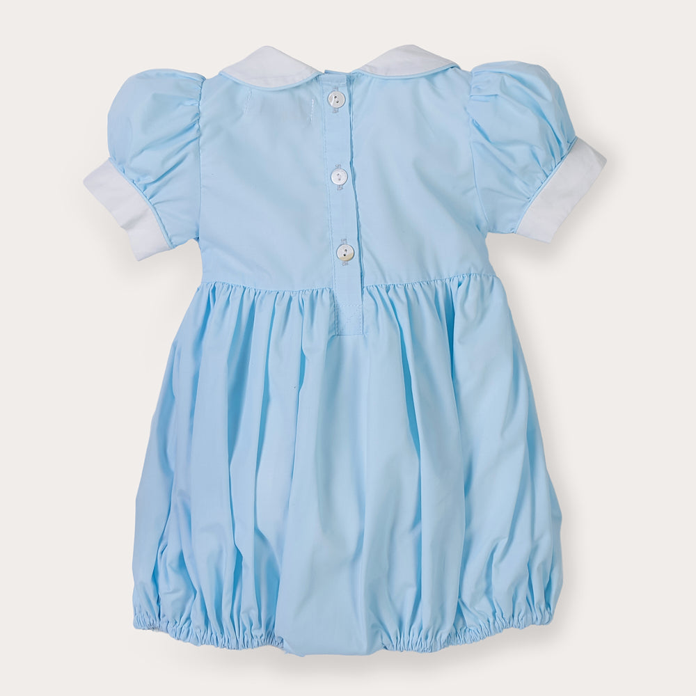 Hand Smocked Ellis romper soft blue