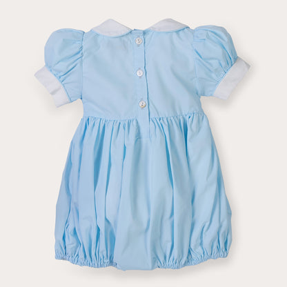 Hand Smocked Ellis romper soft blue