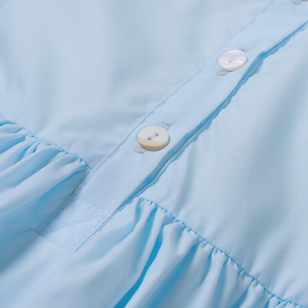 Hand Smocked Ellis romper soft blue