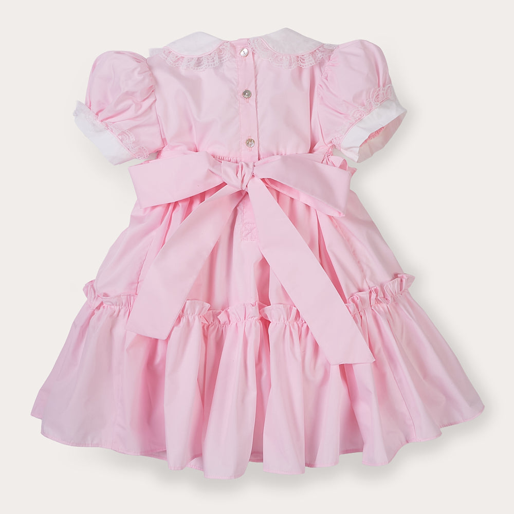 Hand smocked Ellis dress baby pink