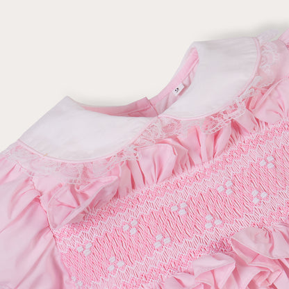 Hand smocked Ellis dress baby pink