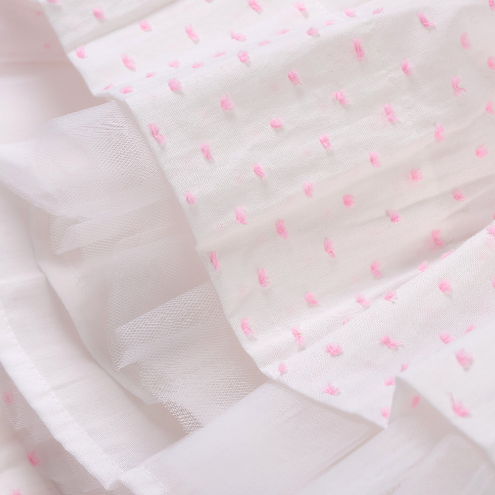Hand smocked LINDY dress pink Swiss dot
