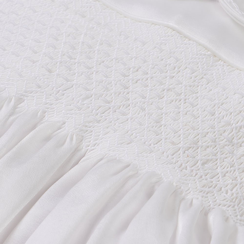 Hand smocked white ROSAURA dress
