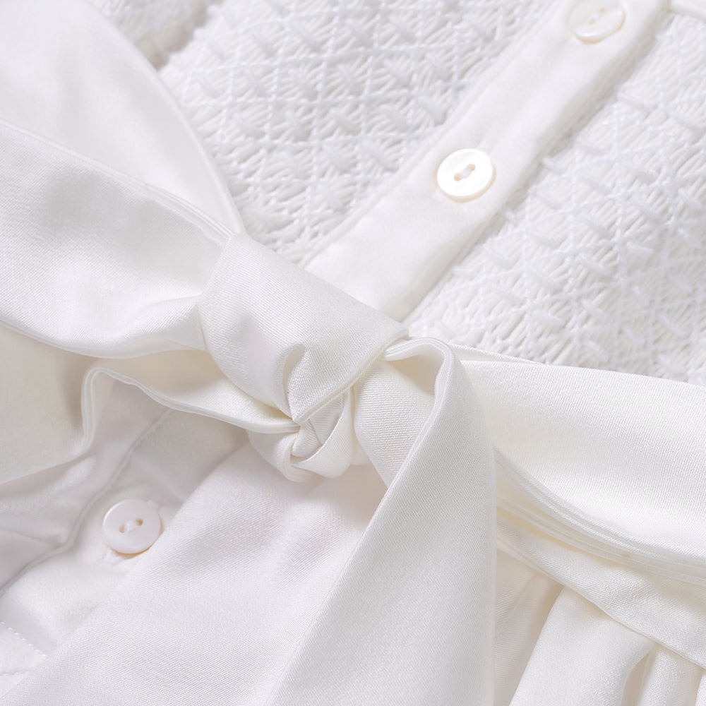 Hand smocked white ROSAURA dress