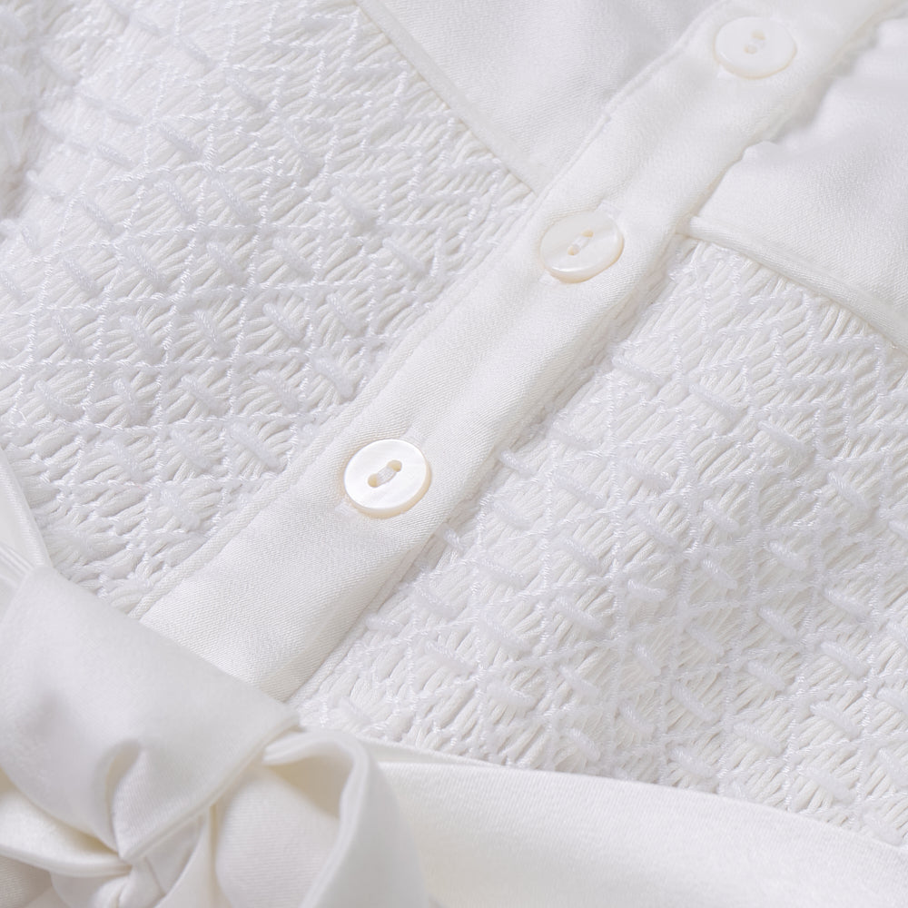 Hand smocked white ROSAURA dress