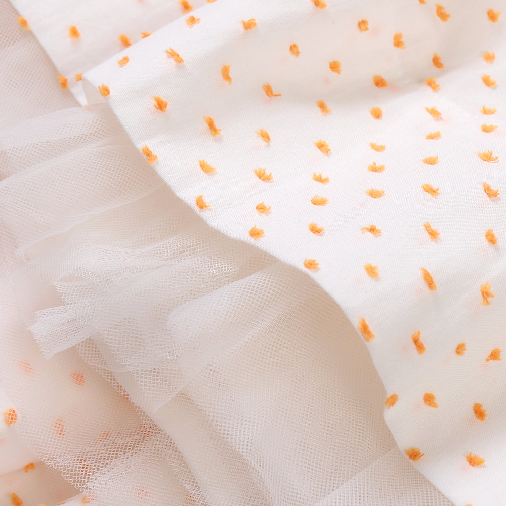 Hand smocked LINDY dress orange Swiss dot
