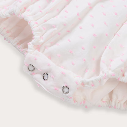 Hand Smocked LINDY Romper pink Swiss dot
