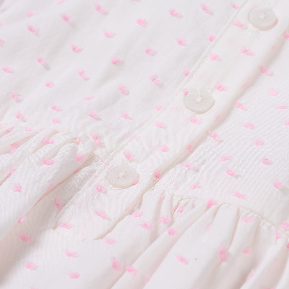 Hand Smocked LINDY Romper pink Swiss dot