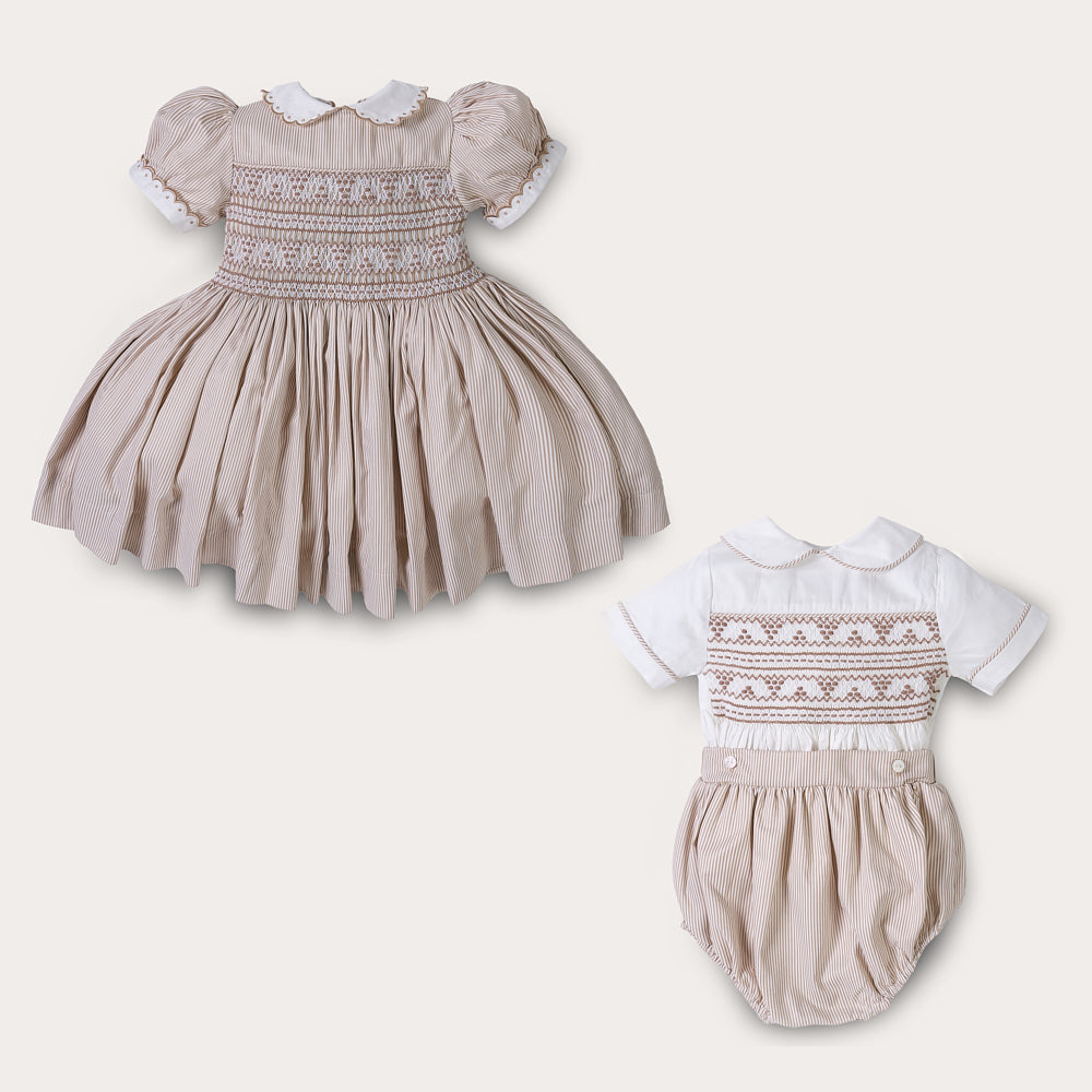Boy's Hand Smocked Blake Striped Bubble Set